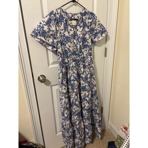 Anthropologie Somerset maxi Dress blue white floral  sz medium EUC